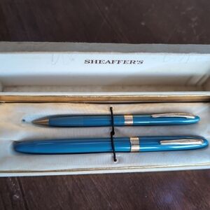 Vintage Sheaffer’s Sheaffer Fountain Pen / Pencil Set Blue Admiral Snorkel